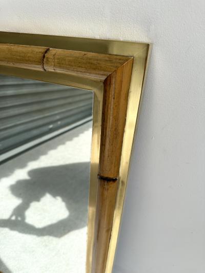  Vivai del Sud Brass and Bamboo Wall Mirror by Vivai Del Sud Italy 1970s
