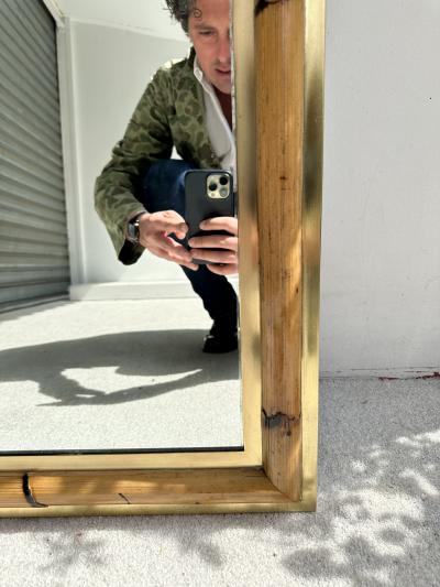  Vivai del Sud Brass and Bamboo Wall Mirror by Vivai Del Sud Italy 1970s