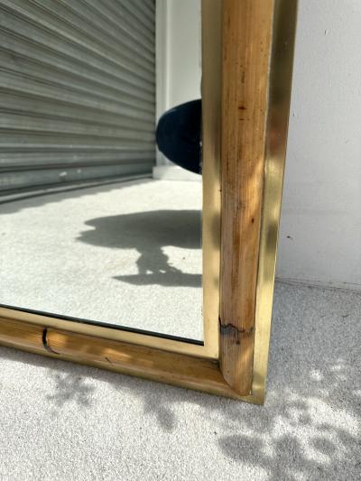  Vivai del Sud Brass and Bamboo Wall Mirror by Vivai Del Sud Italy 1970s