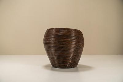 Vivai del Sud Dark Rattan Pod Chair In The Style Of Vivai del Sud Italy 1970s