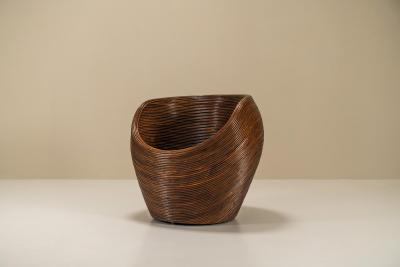 Vivai del Sud Dark Rattan Pod Chair In The Style Of Vivai del Sud Italy 1970s
