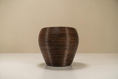 Vivai del Sud Dark Rattan Pod Chair In The Style Of Vivai del Sud Italy 1970s