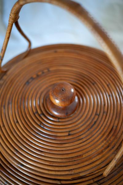  Vivai del Sud Decorative Rattan Basket By Vivai Del Sud Italy 1960s
