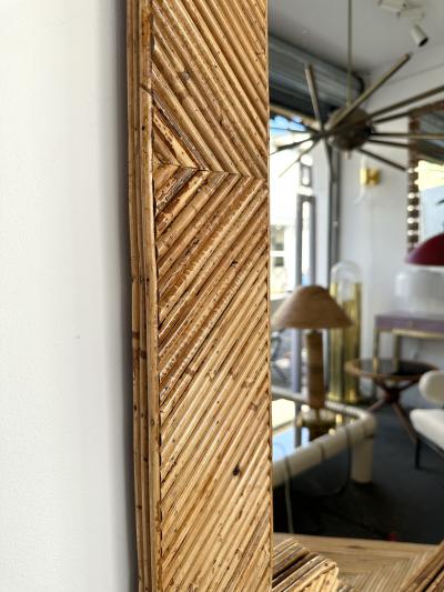  Vivai del Sud Extra Large Rattan Pyramid Mirror by Vivai Del Sud Italy 1970s