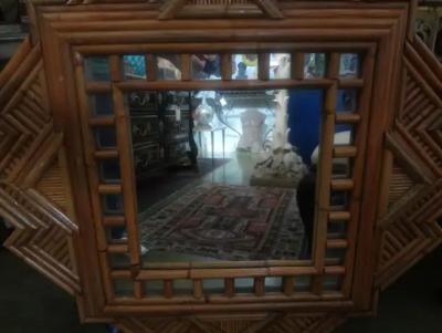  Vivai del Sud Italian Bamboo Mirror By Maurizio Mariani For Vivai del Sud