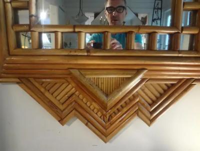  Vivai del Sud Italian Bamboo Mirror By Maurizio Mariani For Vivai del Sud