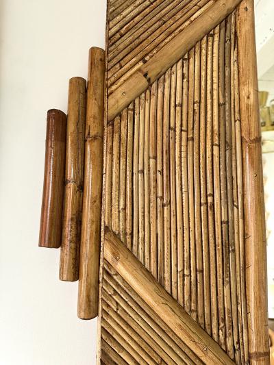  Vivai del Sud Large Bamboo and Rattan Mirror by Colin Morrow for Vivai Del Sud Italy 1970s