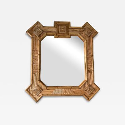  Vivai del Sud Large Bamboo and Rattan Mirror by Vivai Del Sud Italy 1970s