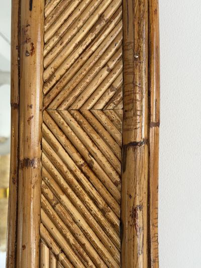  Vivai del Sud Large Bamboo and Rattan Mirror by Vivai Del Sud Italy 1970s