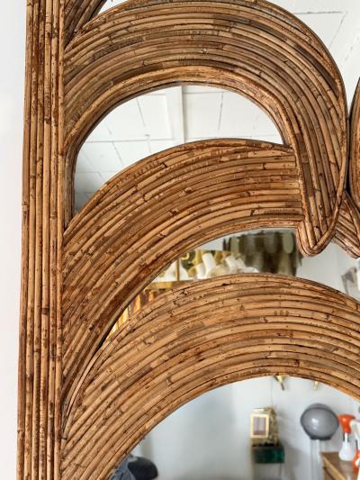 Vivai del Sud Large Rattan Palm Tree Mirror by Vivai Del Sud Italy 1970s