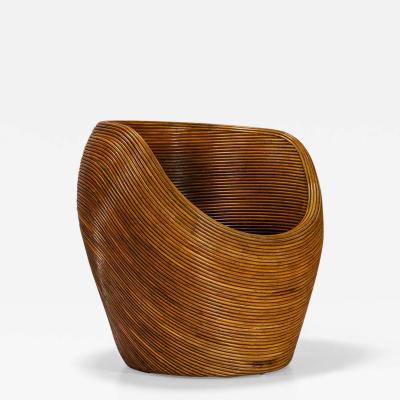  Vivai del Sud Light Rattan Pod Chair In The Style Of Vivai del Sud Italy 1970s