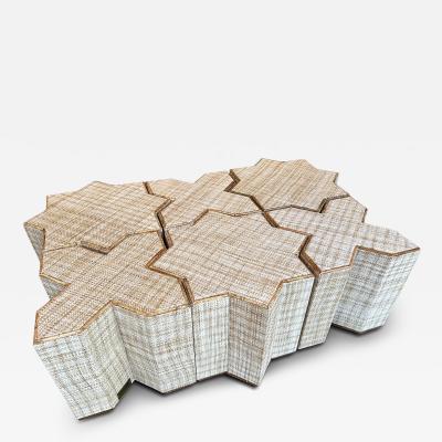  Vivai del Sud Modular Rattan Tables Stella e Croce by Vivai Del Sud Italy 1970s