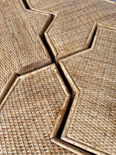  Vivai del Sud Modular Rattan Tables Stella e Croce by Vivai Del Sud Italy 1970s