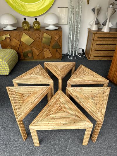  Vivai del Sud Modular Rattan Tables by Vivai Del Sud Italy 1970s
