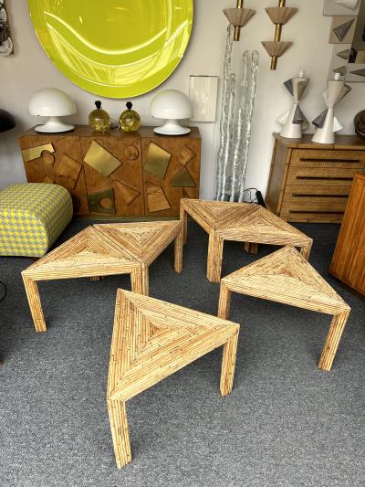  Vivai del Sud Modular Rattan Tables by Vivai Del Sud Italy 1970s