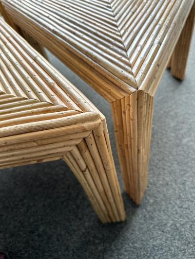  Vivai del Sud Modular Rattan Tables by Vivai Del Sud Italy 1970s