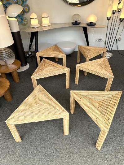  Vivai del Sud Modular Rattan Tables by Vivai Del Sud Italy 1970s
