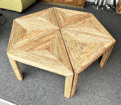  Vivai del Sud Modular Rattan Tables by Vivai Del Sud Italy 1970s