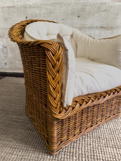  Vivai del Sud Pair of Rattan Armchairs by Vivai Del Sud 1970s