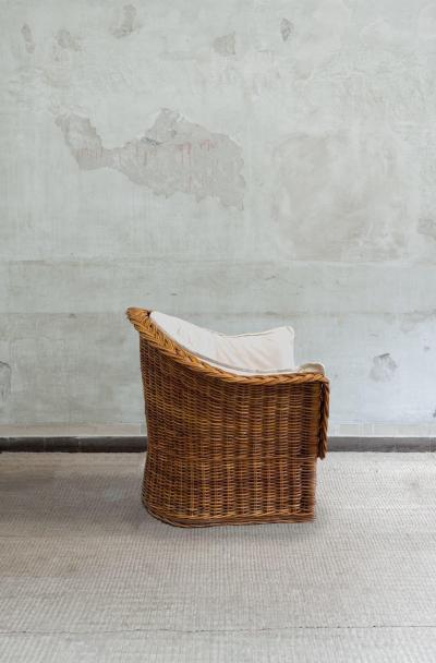  Vivai del Sud Pair of Rattan Armchairs by Vivai Del Sud 1970s