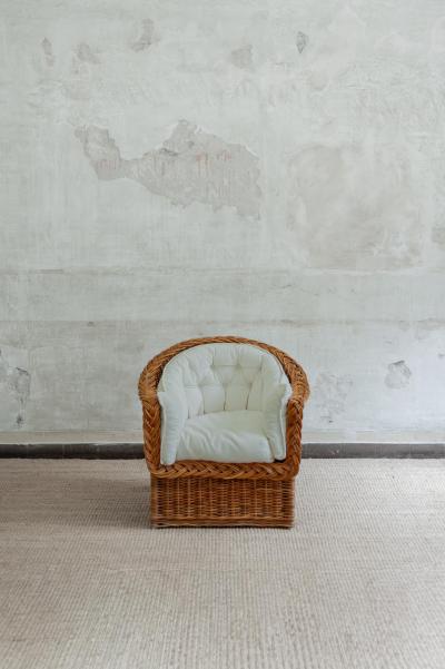  Vivai del Sud Pair of Rattan Armchairs by Vivai Del Sud 1970s