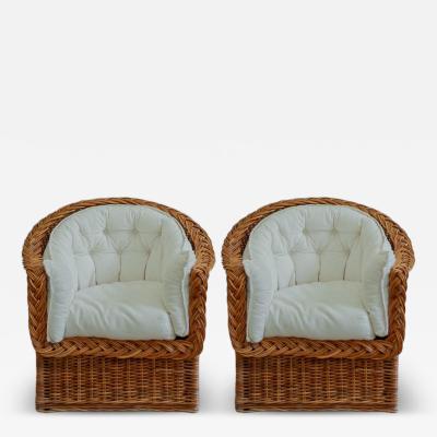  Vivai del Sud Pair of Rattan Armchairs by Vivai Del Sud 1970s