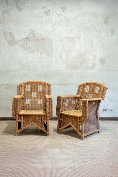  Vivai del Sud Pair of Wicker Armchairs Ascona Model By Vivai del Sud 1970s