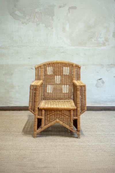  Vivai del Sud Pair of Wicker Armchairs Ascona Model By Vivai del Sud 1970s