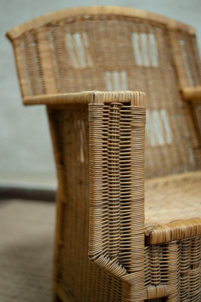  Vivai del Sud Pair of Wicker Armchairs Ascona Model By Vivai del Sud 1970s