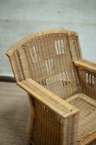  Vivai del Sud Pair of Wicker Armchairs Ascona Model By Vivai del Sud 1970s