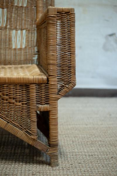  Vivai del Sud Pair of Wicker Armchairs Ascona Model By Vivai del Sud 1970s