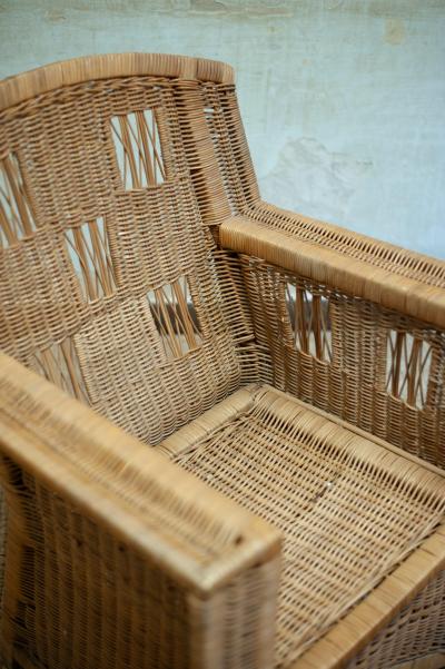  Vivai del Sud Pair of Wicker Armchairs Ascona Model By Vivai del Sud 1970s