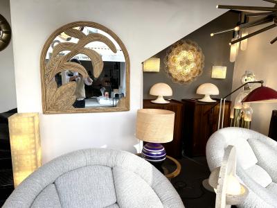  Vivai del Sud Rattan Palm Tree Mirror by Vivai Del Sud Italy 1970s