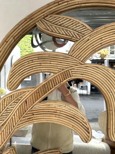  Vivai del Sud Rattan Palm Tree Mirror by Vivai Del Sud Italy 1970s