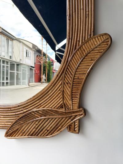  Vivai del Sud Rattan Palm Tree Mirror by Vivai Del Sud Italy 1970s