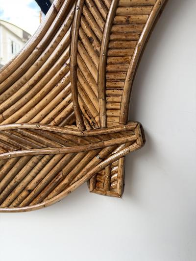  Vivai del Sud Rattan Palm Tree Mirror by Vivai Del Sud Italy 1970s