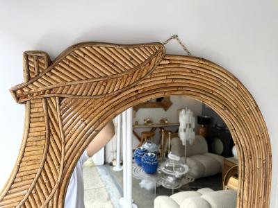  Vivai del Sud Rattan Palm Tree Mirror by Vivai Del Sud Italy 1970s