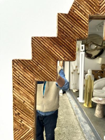  Vivai del Sud Rattan Pyramid Mirror by Vivai Del Sud Italy 1970s