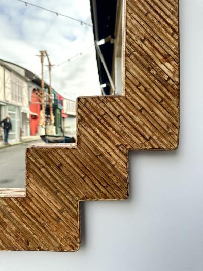  Vivai del Sud Rattan Pyramid Mirror by Vivai Del Sud Italy 1970s