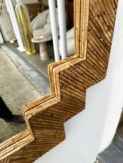  Vivai del Sud Rattan Pyramid Mirror by Vivai Del Sud Italy 1970s