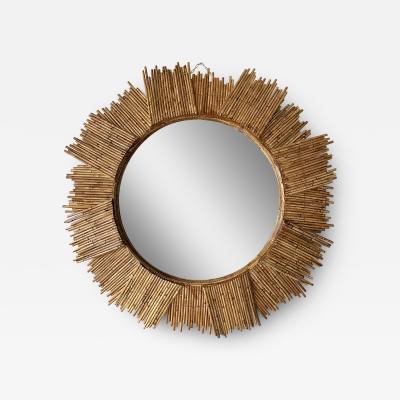  Vivai del Sud Rattan Sun Mirror by Vivai Del Sud Italy 1970s