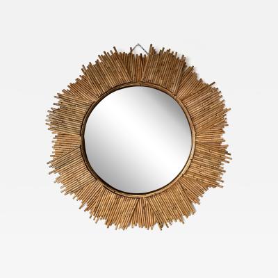  Vivai del Sud Rattan Sun Mirror by Vivai Del Sud Italy 1970s
