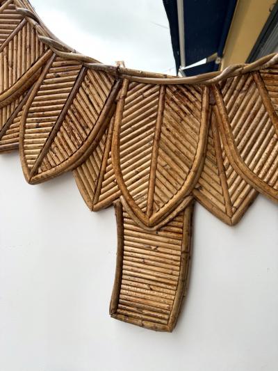  Vivai del Sud Rattan Sunflower Mirror by Vivai Del Sud Italy 1970s