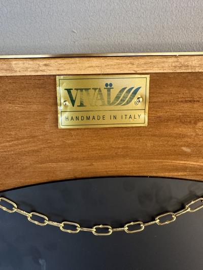  Vivai del Sud Rattan and Brass Octogonal Wall Mirror by Vivai Del Sud Italy 1970s