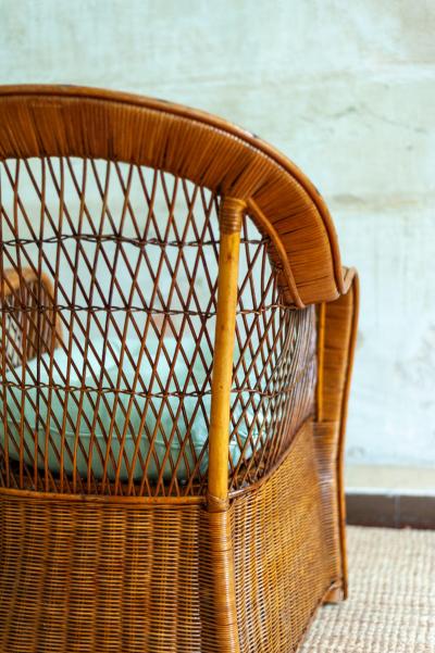  Vivai del Sud Set of Four Bamboo Armchairs 1970s