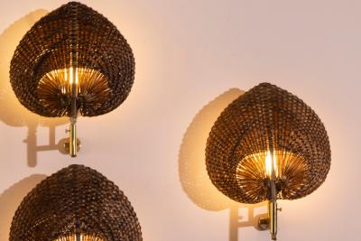  Vivai del Sud Vivai del Sud Leaf Shaped Wall Sconces Set of Four Italy 1970s
