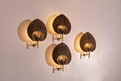  Vivai del Sud Vivai del Sud Leaf Shaped Wall Sconces Set of Four Italy 1970s