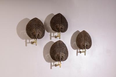  Vivai del Sud Vivai del Sud Leaf Shaped Wall Sconces Set of Four Italy 1970s