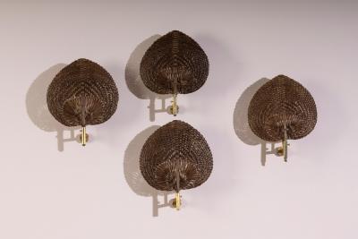  Vivai del Sud Vivai del Sud Leaf Shaped Wall Sconces Set of Four Italy 1970s