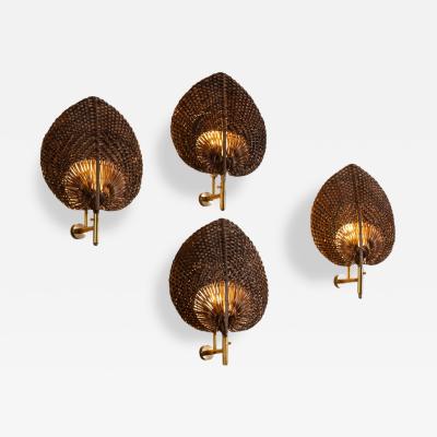  Vivai del Sud Vivai del Sud Leaf Shaped Wall Sconces Set of Four Italy 1970s